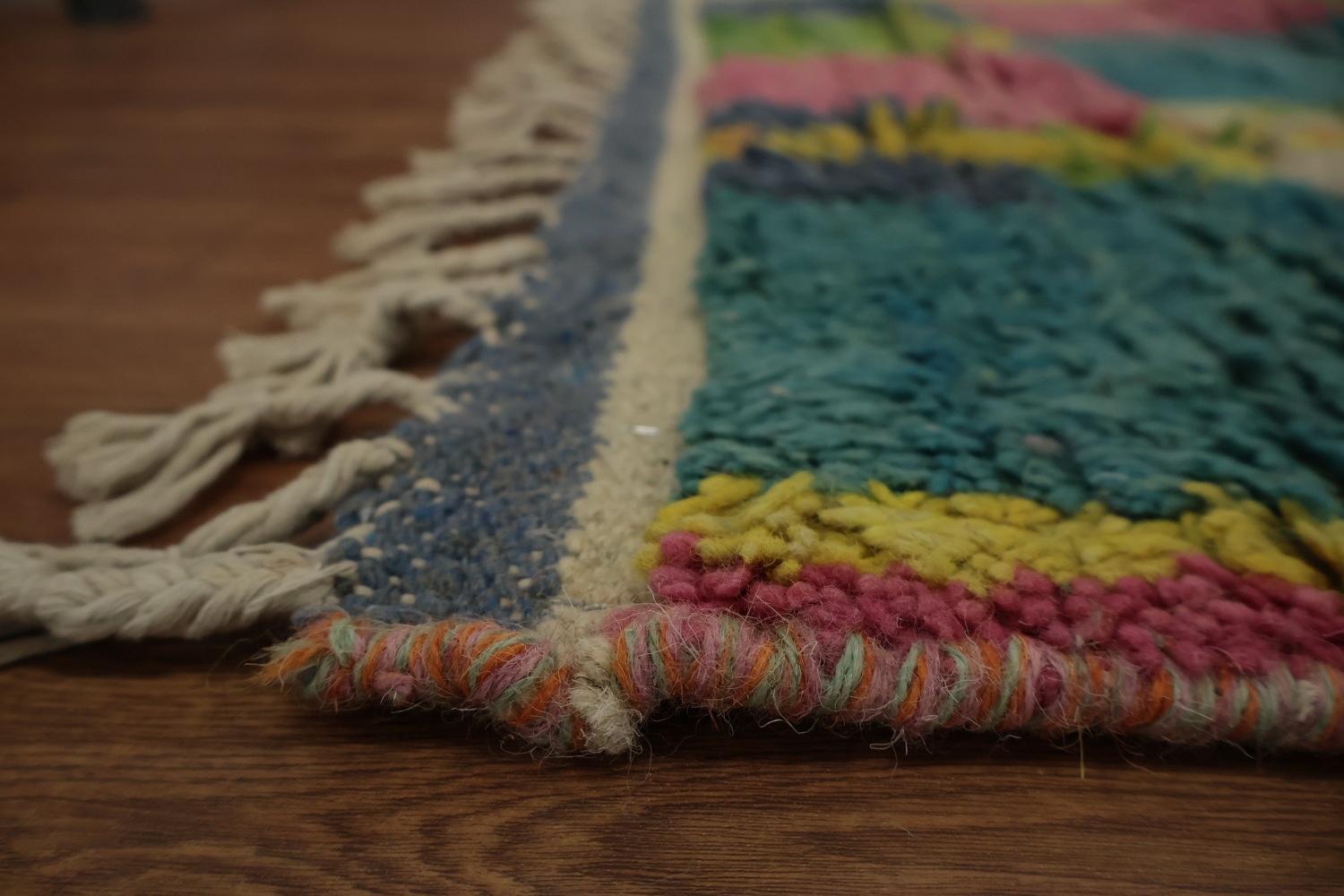 Eclectic Moroccan Area Rug 7x11 with Bright Patchwork Design