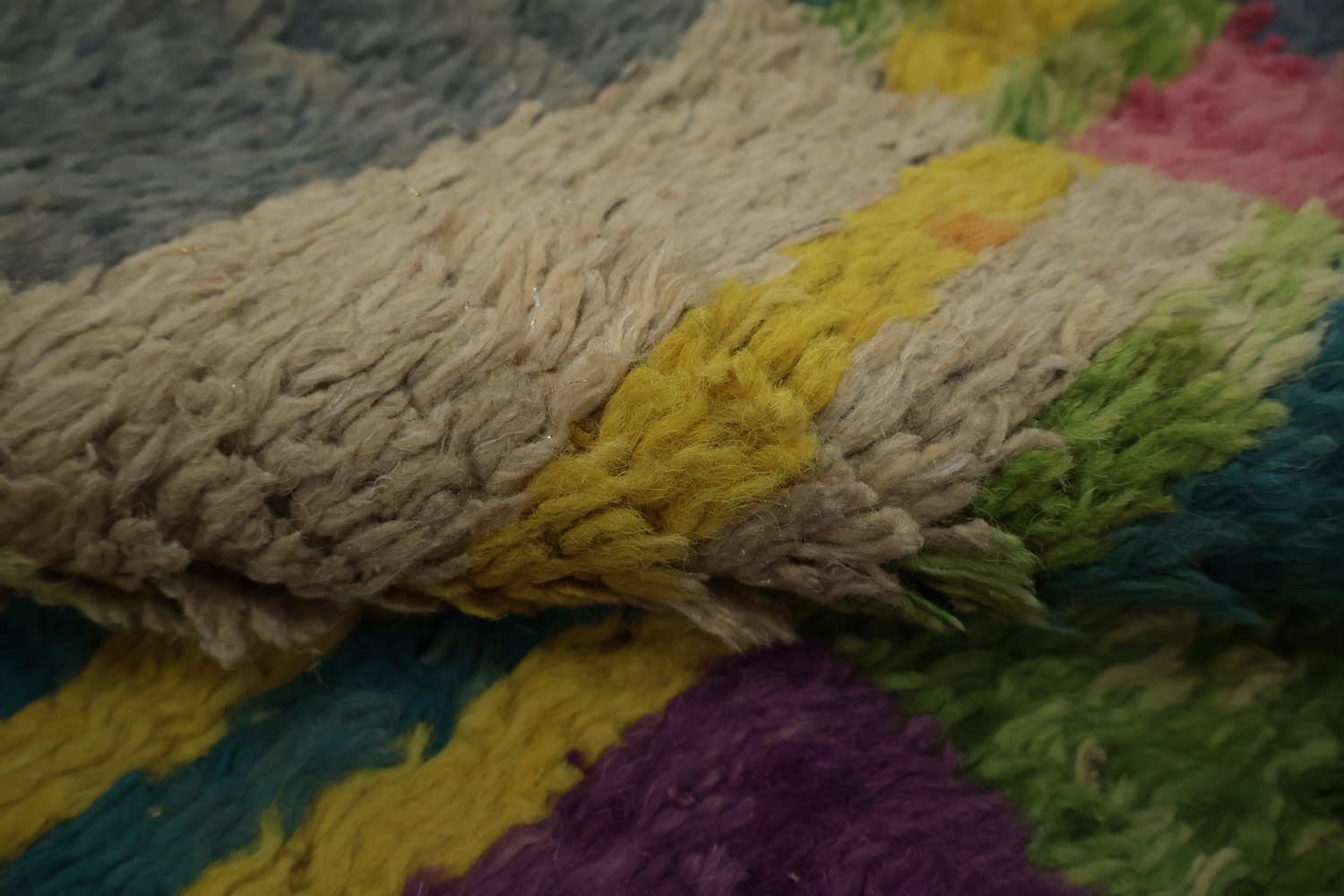 Eclectic Moroccan Area Rug 7x11 with Bright Patchwork Design