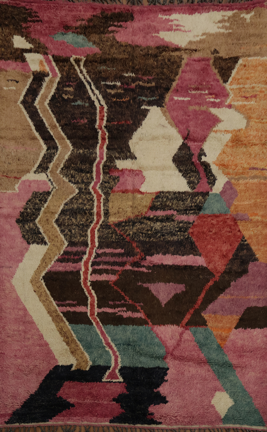 Abstract Plush Moroccan Area Rug 8x11 with Bold Geometric Patterns
