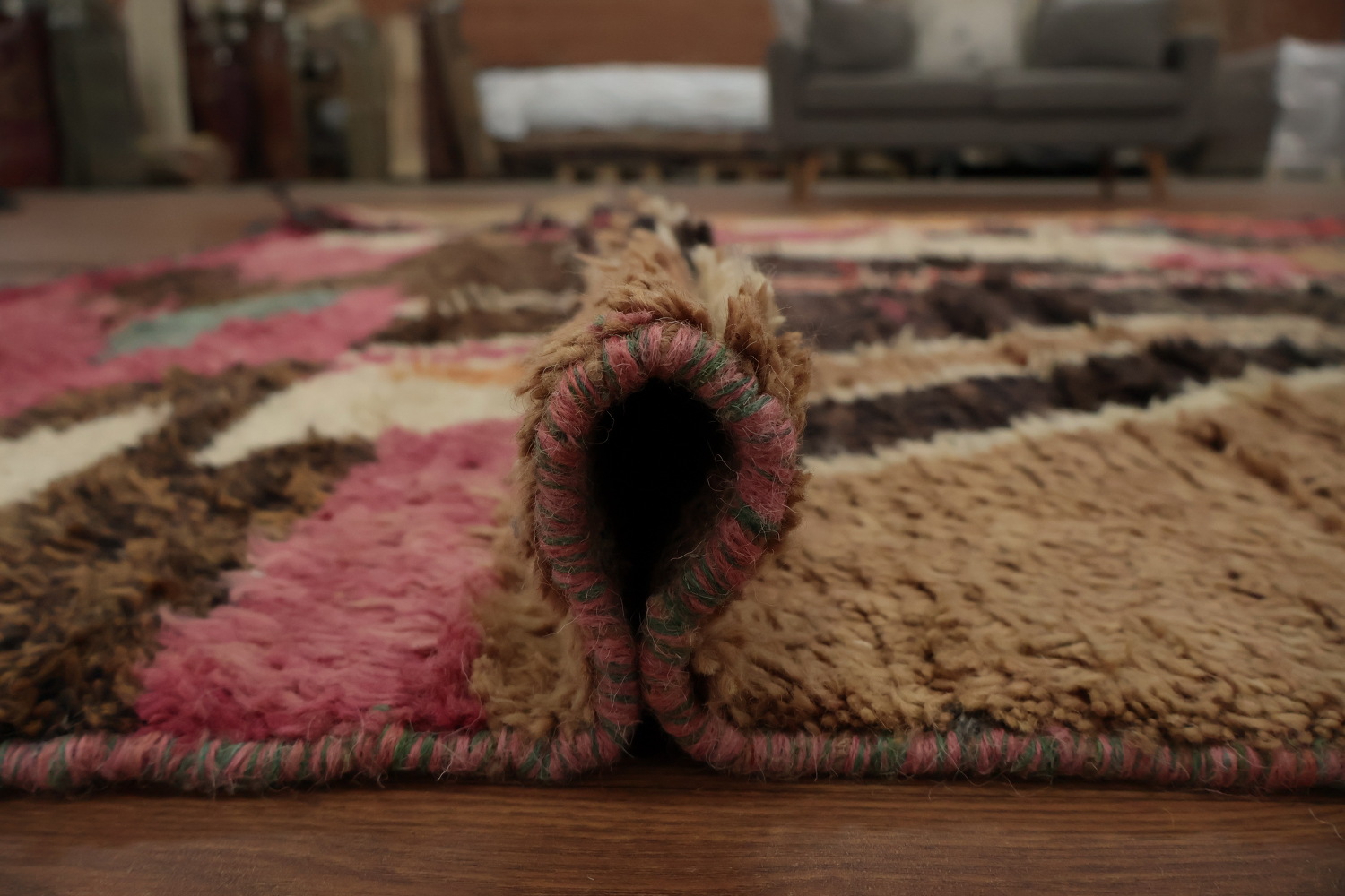 Abstract Plush Moroccan Area Rug 8x11 with Bold Geometric Patterns