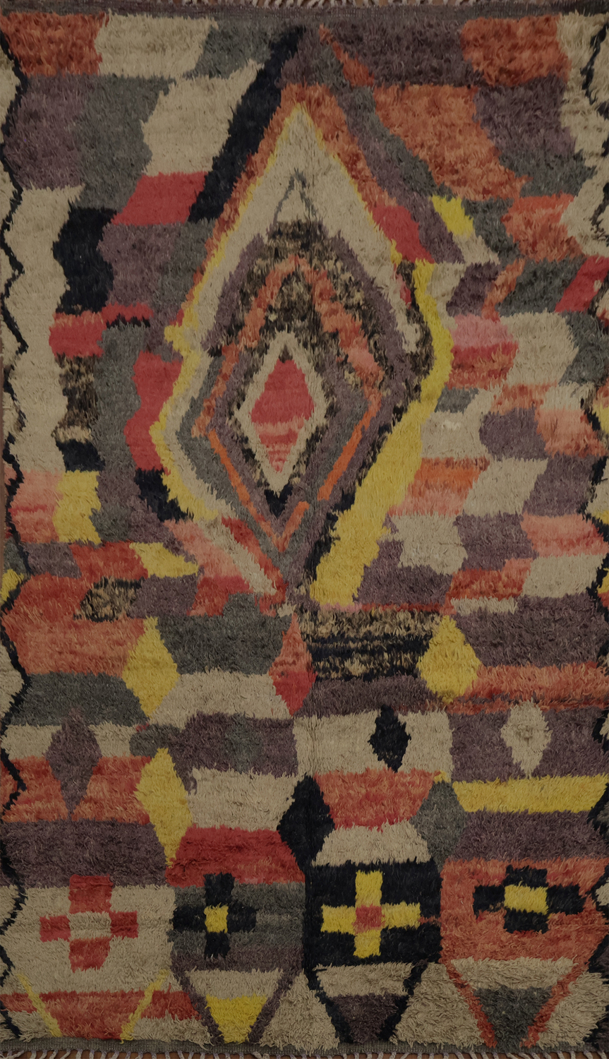 Colorful Plush Moroccan Abstract Area Rug 6x10