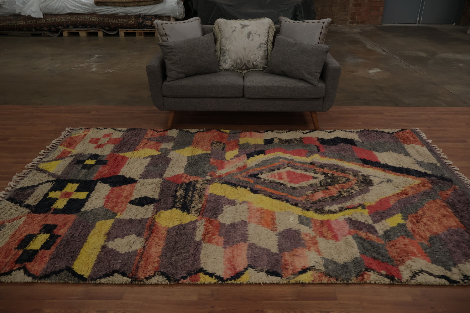 Colorful Plush Moroccan Abstract Area Rug 6x10
