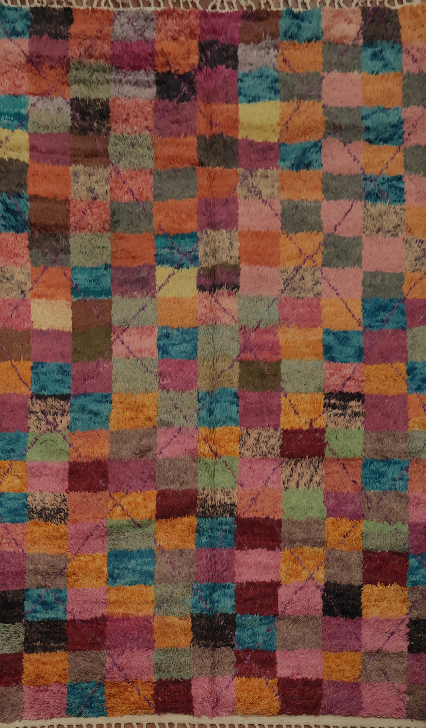 Checkered Plush Moroccan Oriental Area Rug 7x11