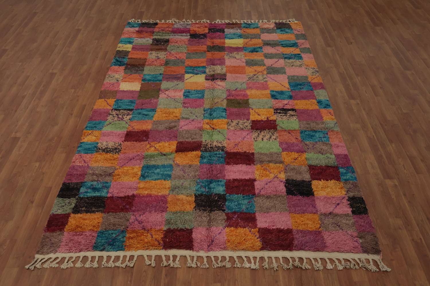Checkered Plush Moroccan Oriental Area Rug 7x11