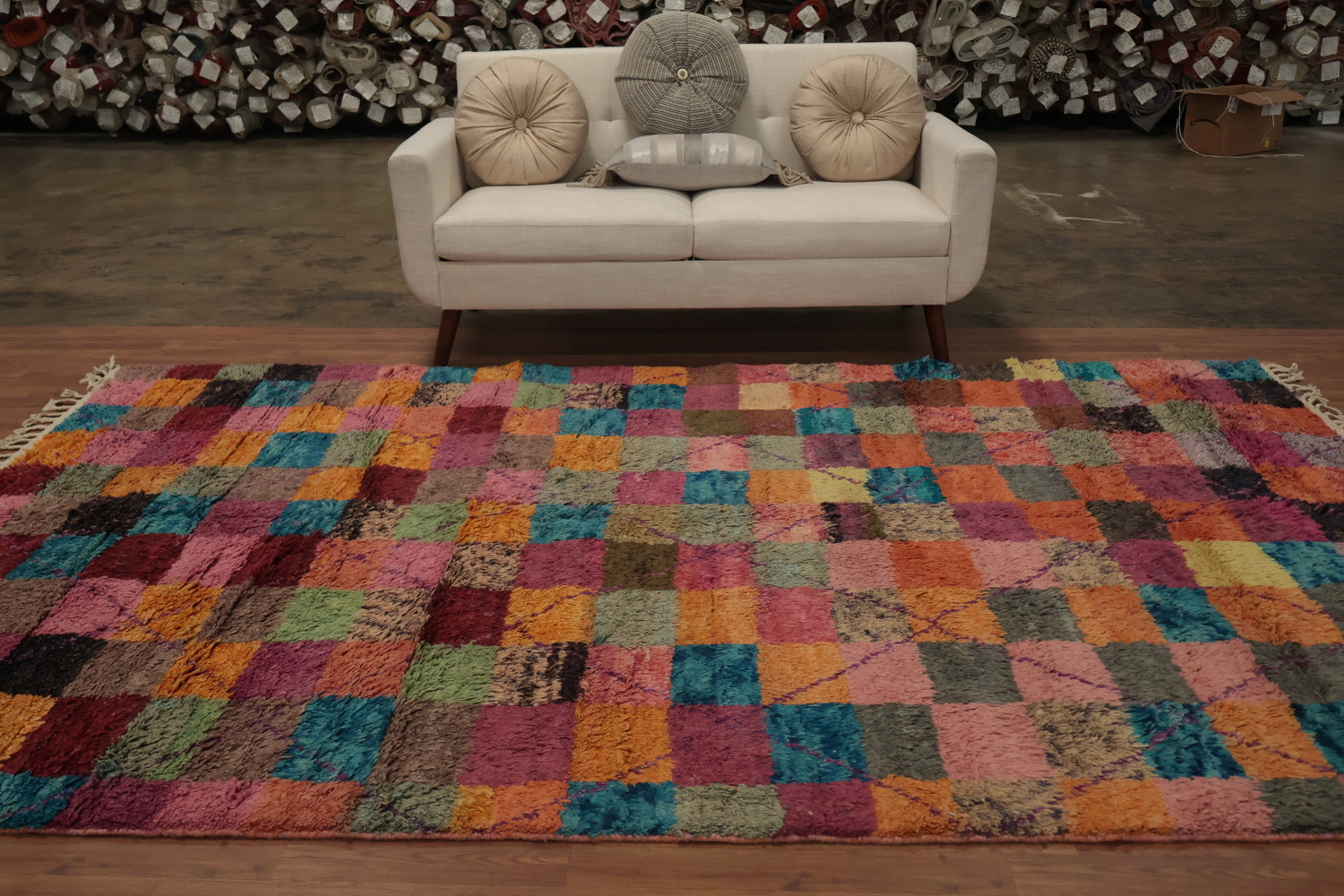Checkered Plush Moroccan Oriental Area Rug 7x11