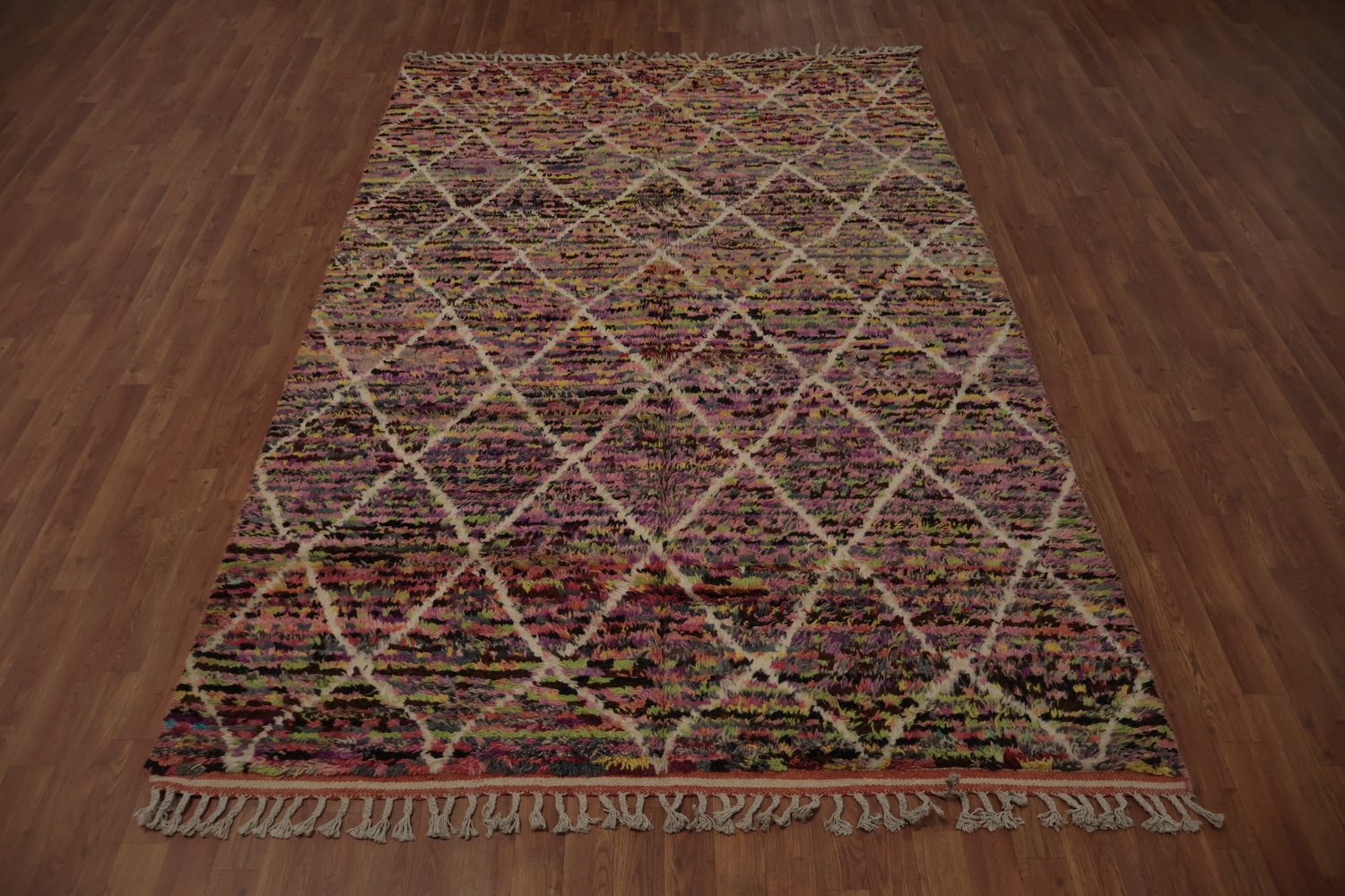 Artisan Plush Moroccan Area Rug 6x10 with Diamond Shapes and Texture