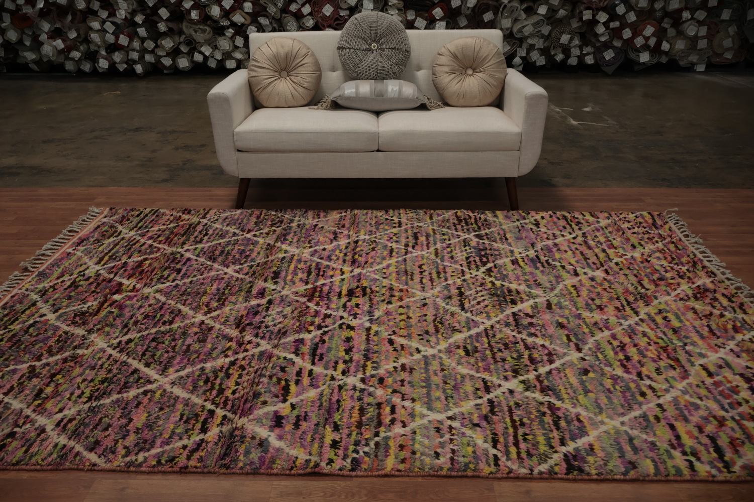 Artisan Plush Moroccan Area Rug 6x10 with Diamond Shapes and Texture