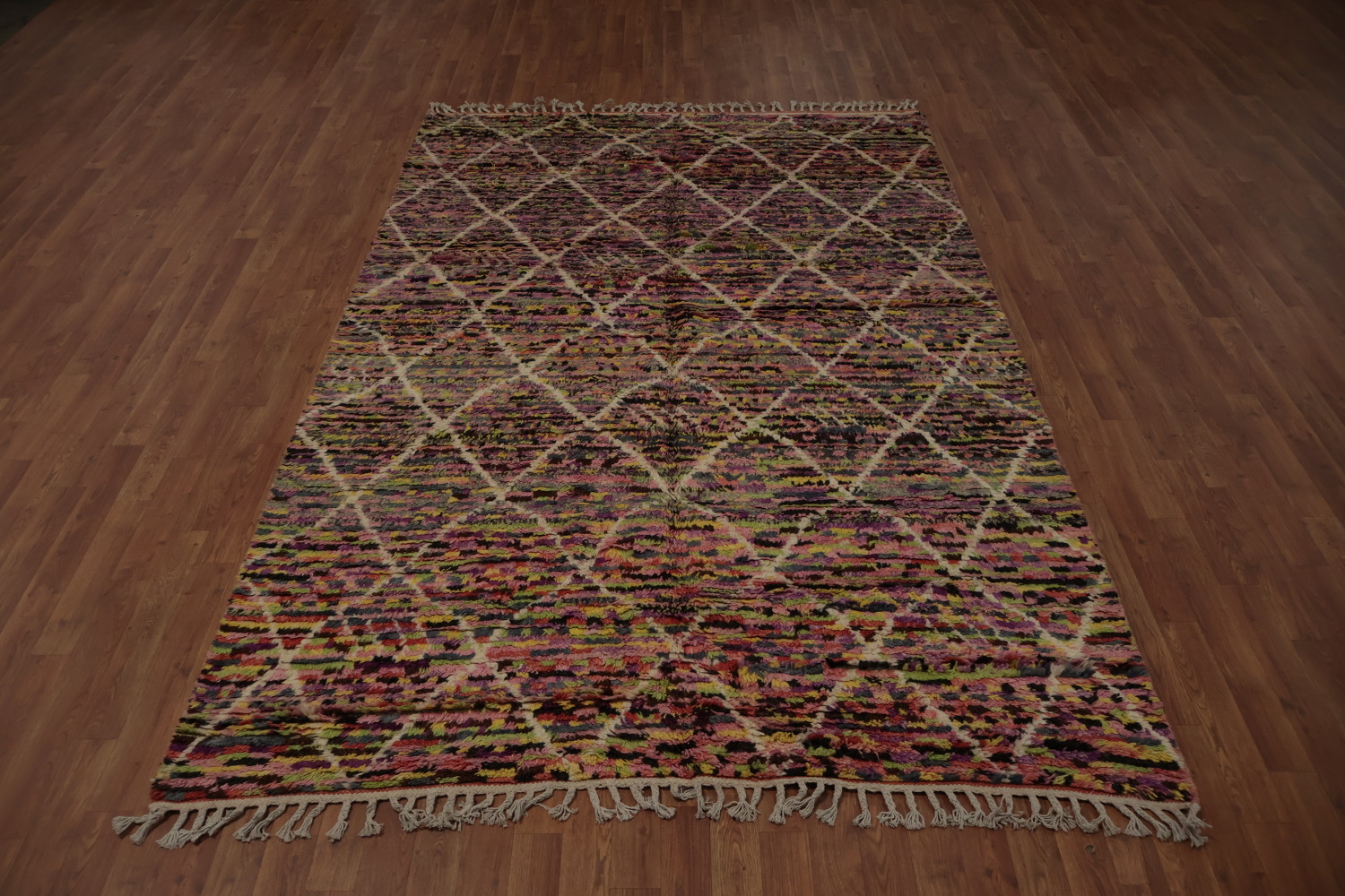 Artisan Plush Moroccan Area Rug 6x10 with Diamond Shapes and Texture