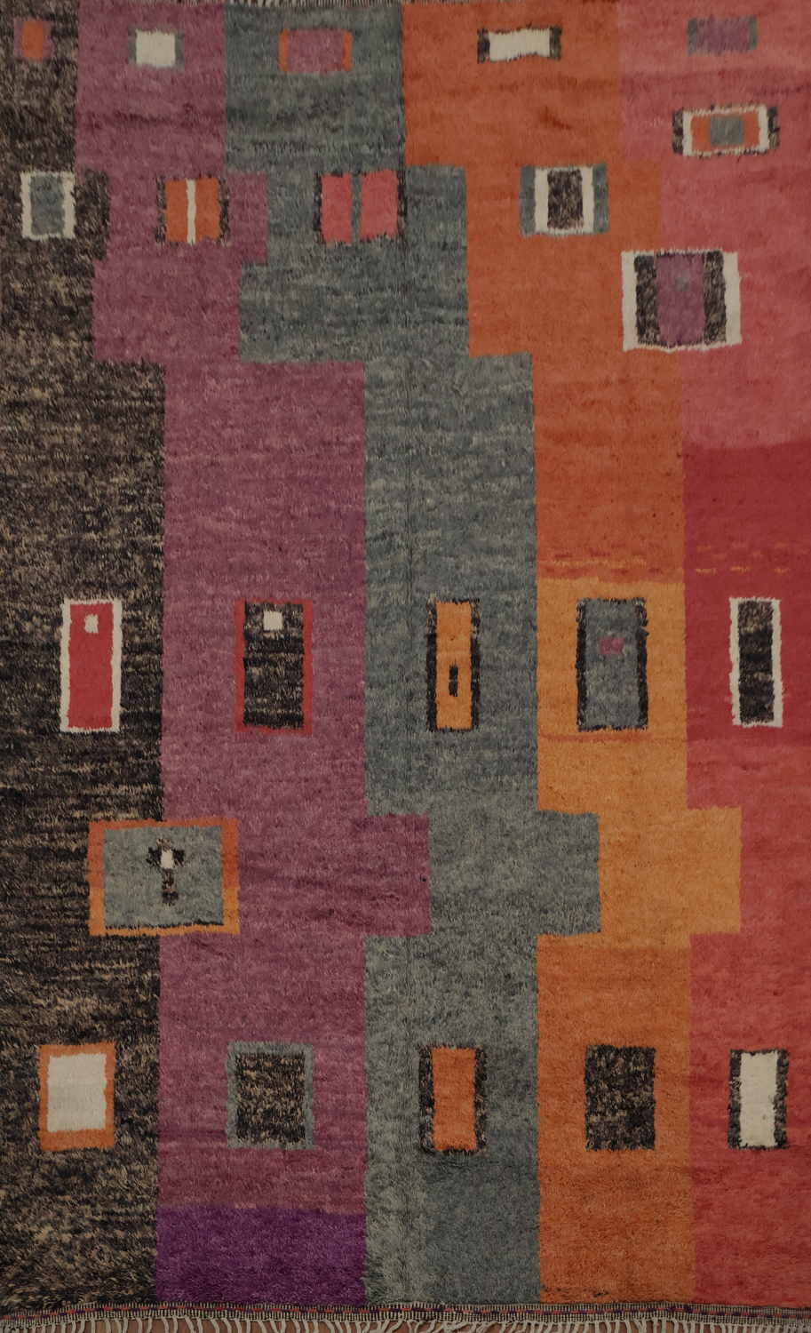 Dynamic Color Block Moroccan Area Rug 9x12 for a Stylish Home Accent