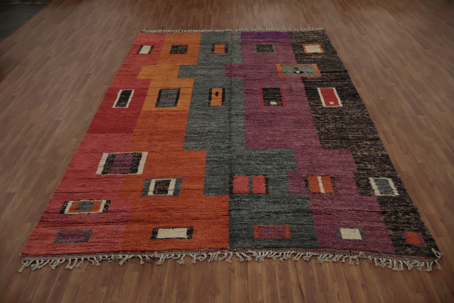 Dynamic Color Block Moroccan Area Rug 9x12 for a Stylish Home Accent