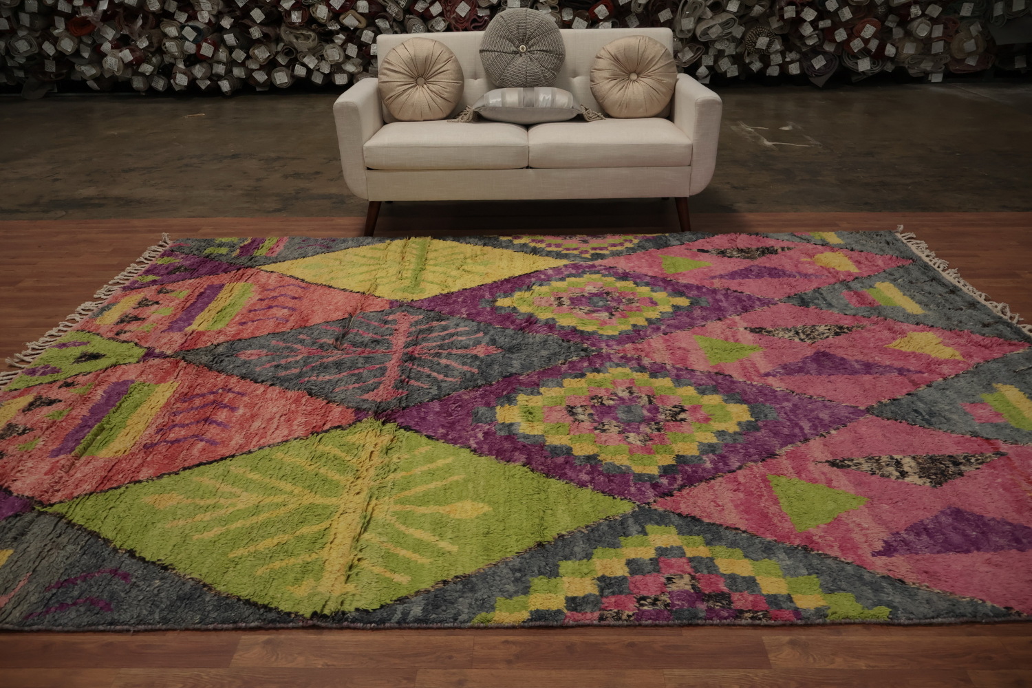 Geometric Vibrant Colors Modern Plush Moroccan Area Rug 8x11