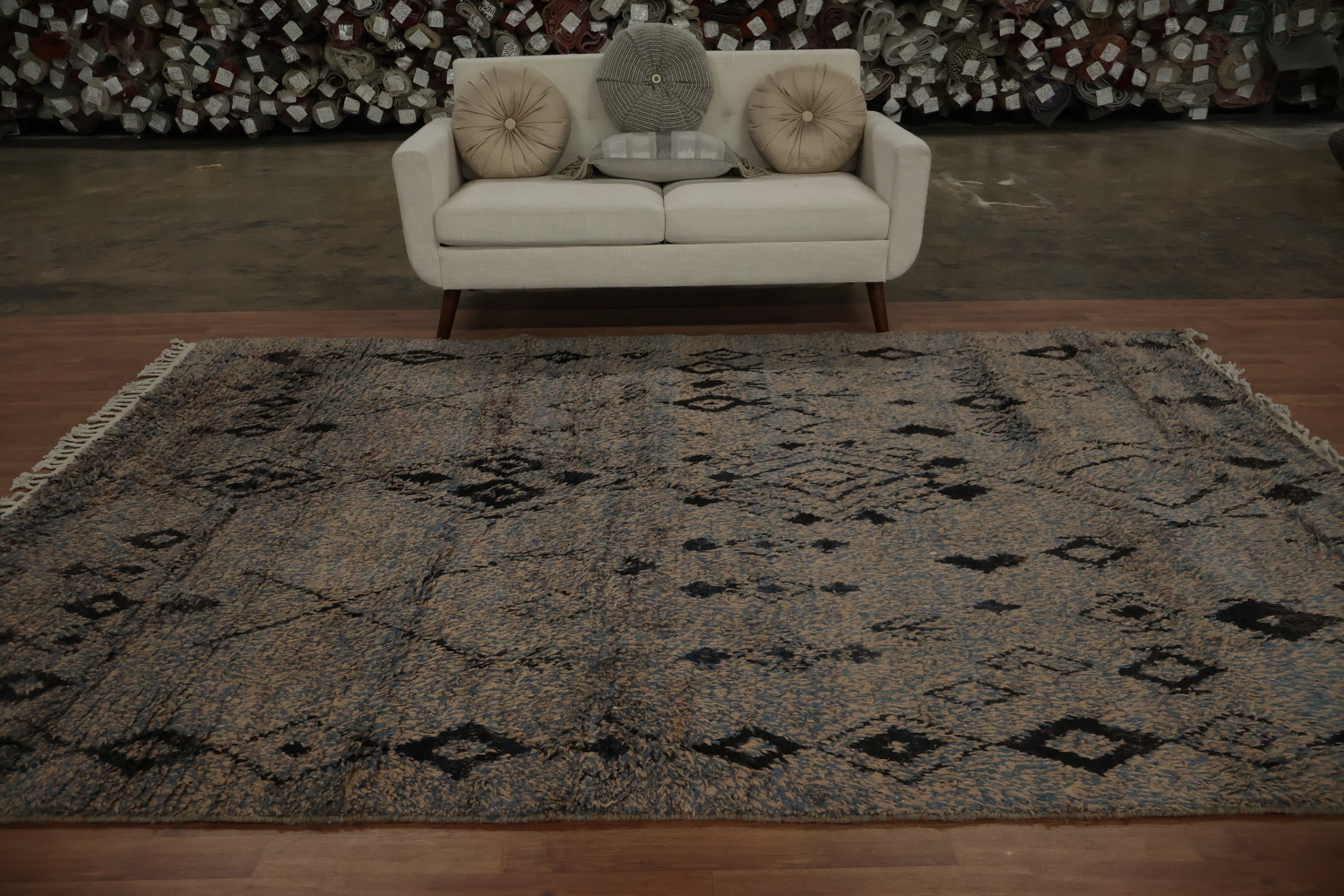 Handcrafted Moroccan Area Rug 7x11 with Bold Geometric Patterns