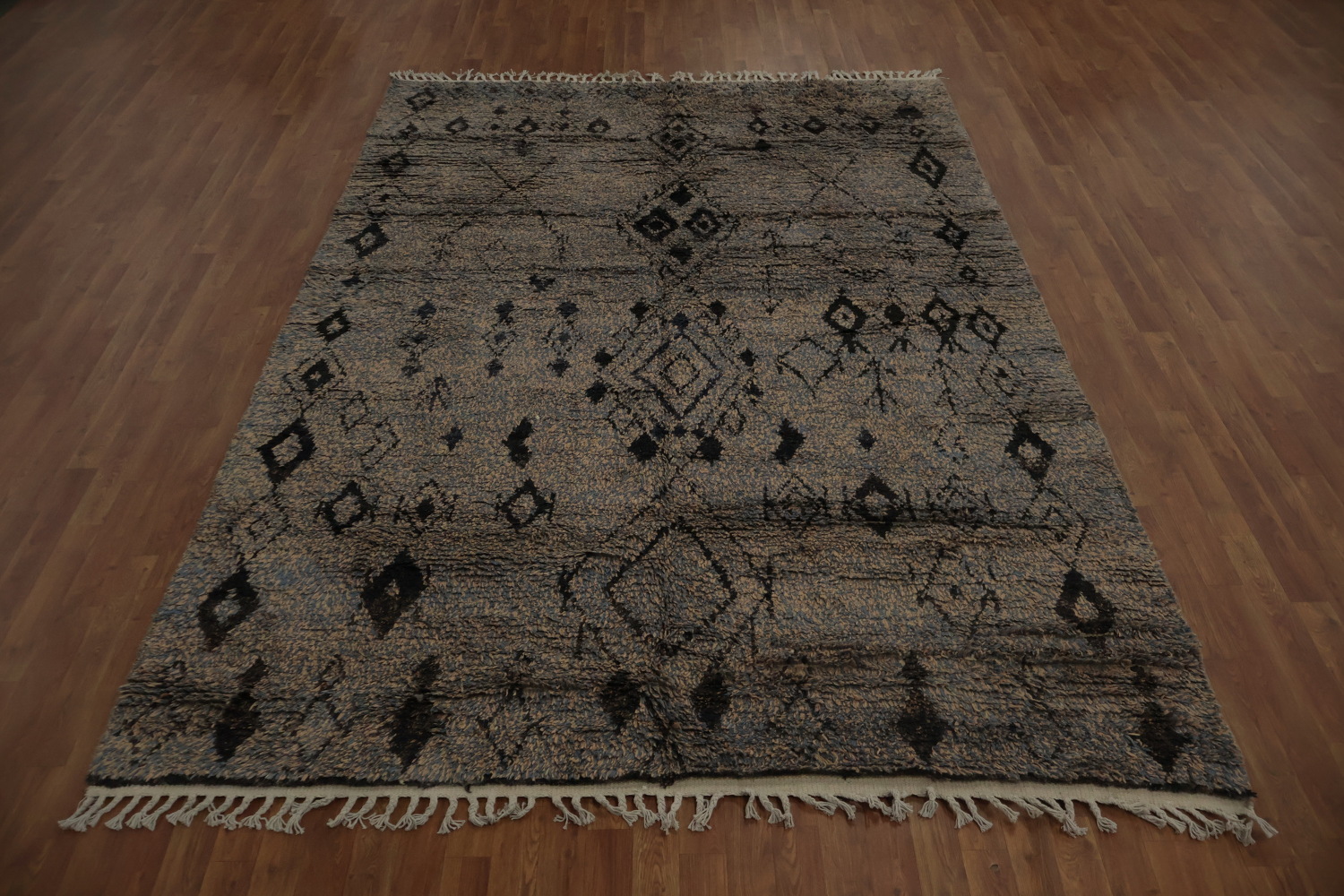 Handcrafted Moroccan Area Rug 7x11 with Bold Geometric Patterns
