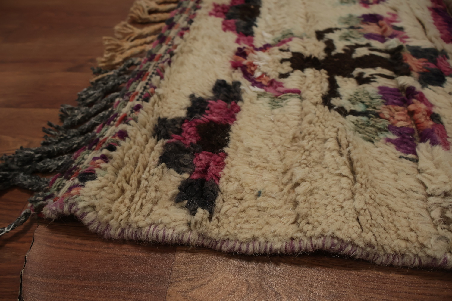 Handmade Plush Ivory Moroccan Square Rug 5x5