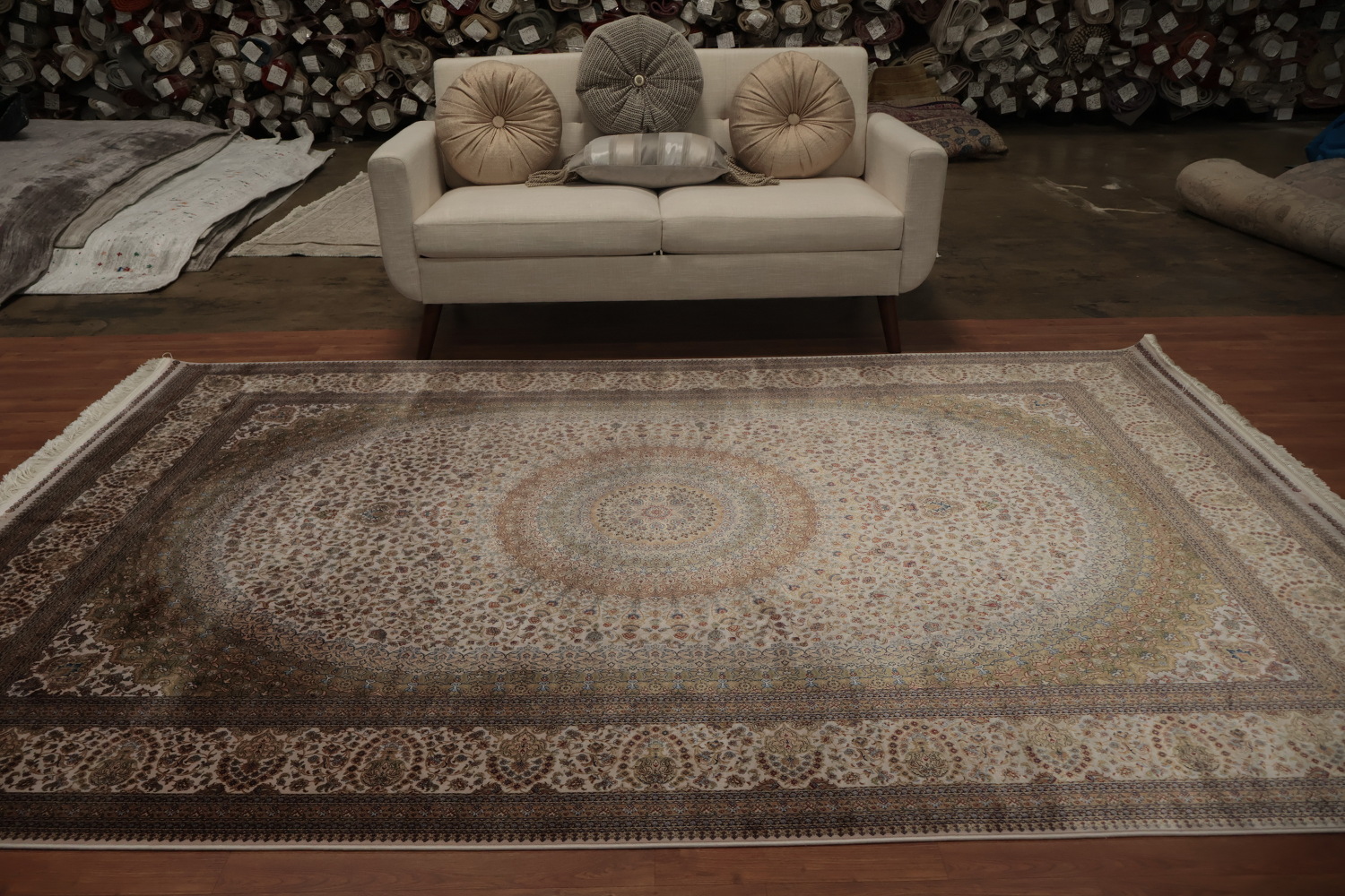 Traditional Silk Qum Turkish Area Rug 7x10