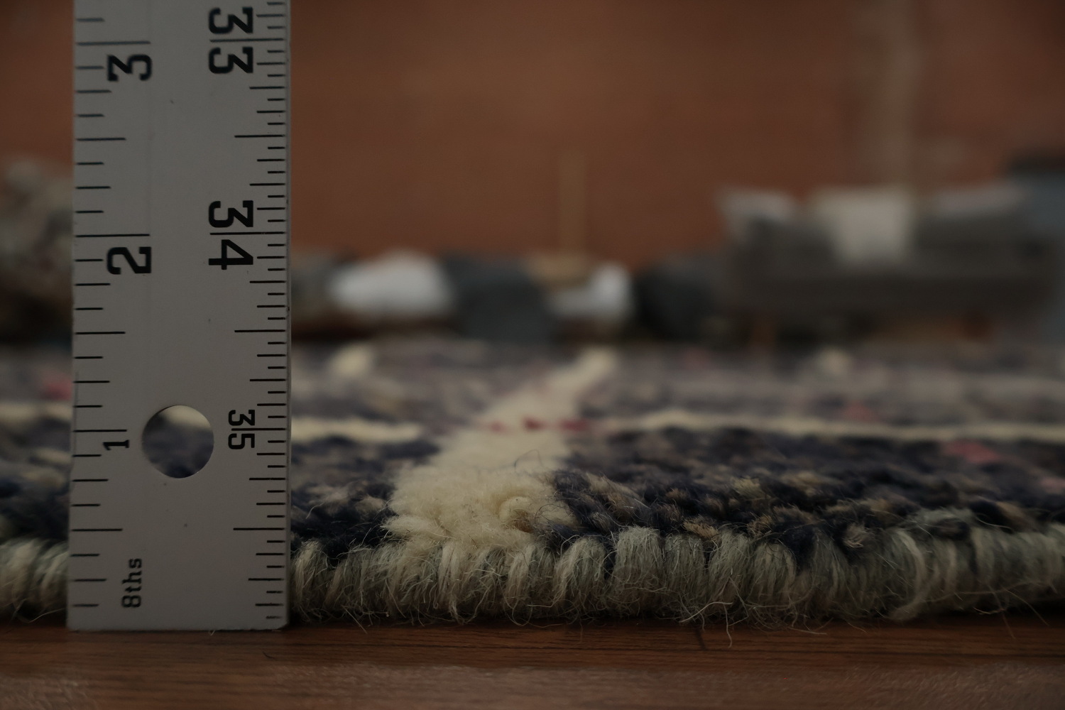Chic Black and Navy Checkered Moroccan Area Rug for Living Room 10'x15'