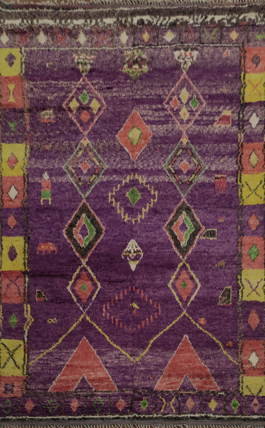 Handmade Moroccan Area Rug 9x13 with Vibrant Geometric Motifs