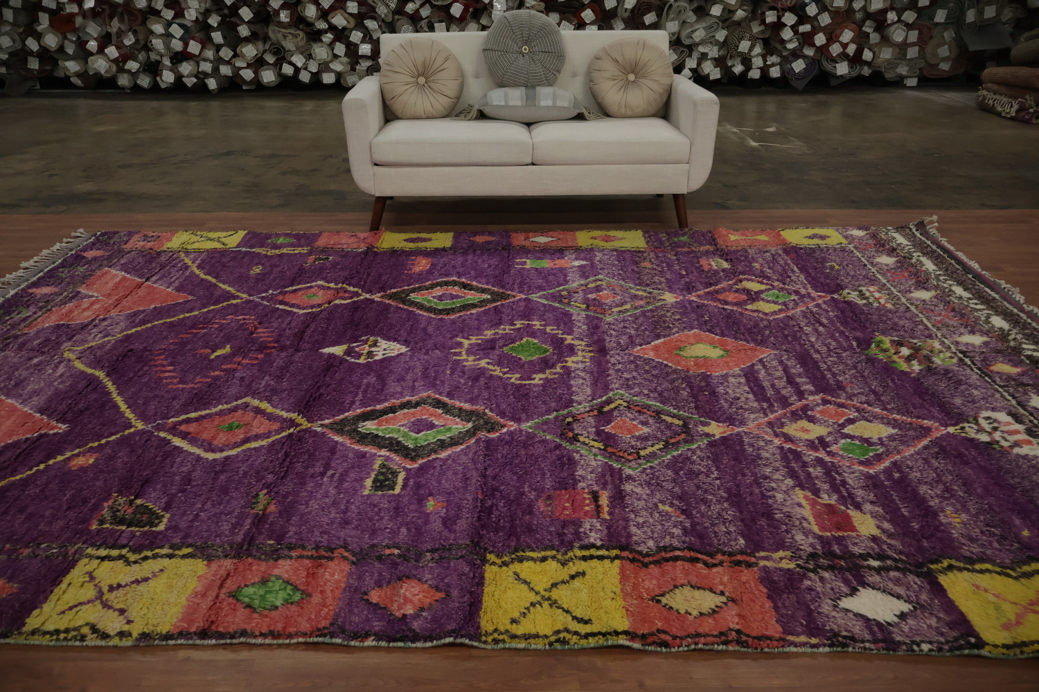 Handmade Moroccan Area Rug 9x13 with Vibrant Geometric Motifs