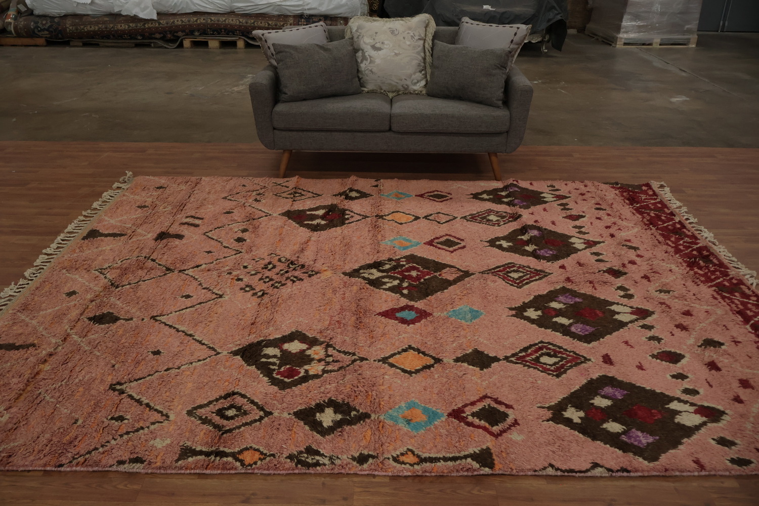 Handmade Plush Pink Moroccan Wool Area Rug 8x11