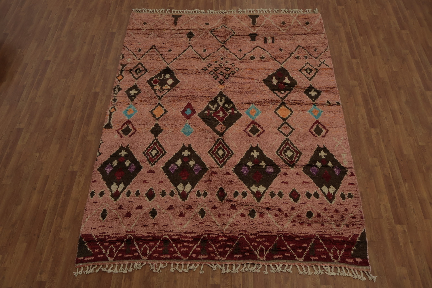Handmade Plush Pink Moroccan Wool Area Rug 8x11