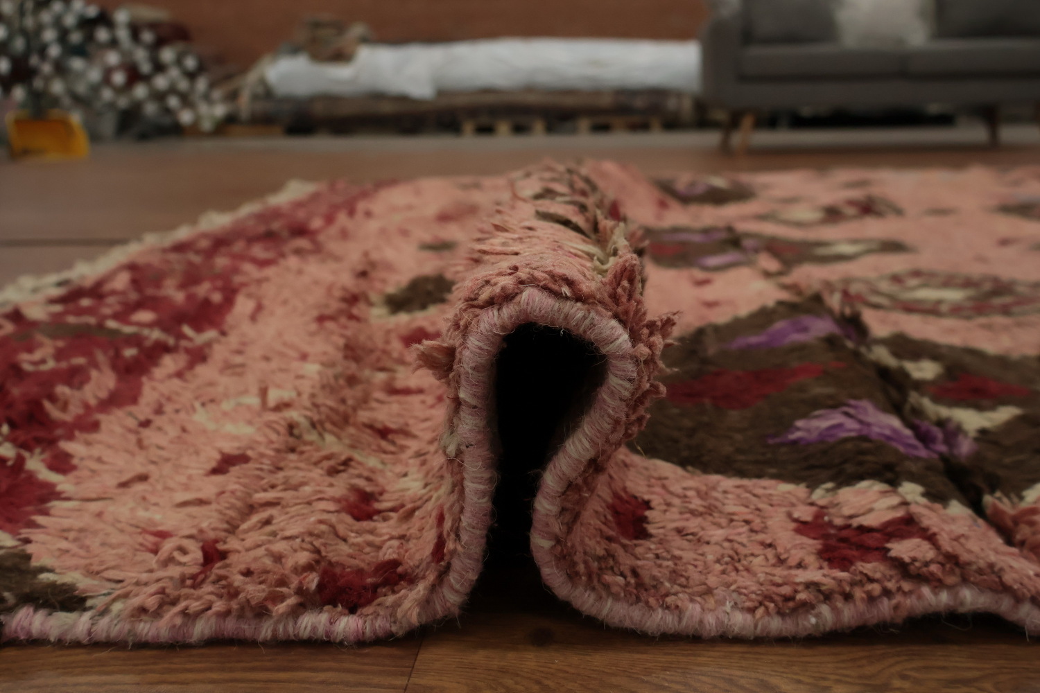 Handmade Plush Pink Moroccan Wool Area Rug 8x11