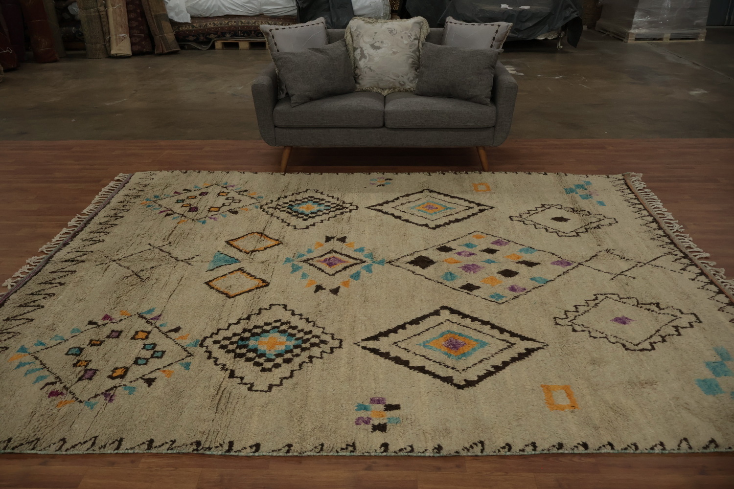 Bohemian Chic Geometric Diamond Motif Moroccan Area Rug 8x11
