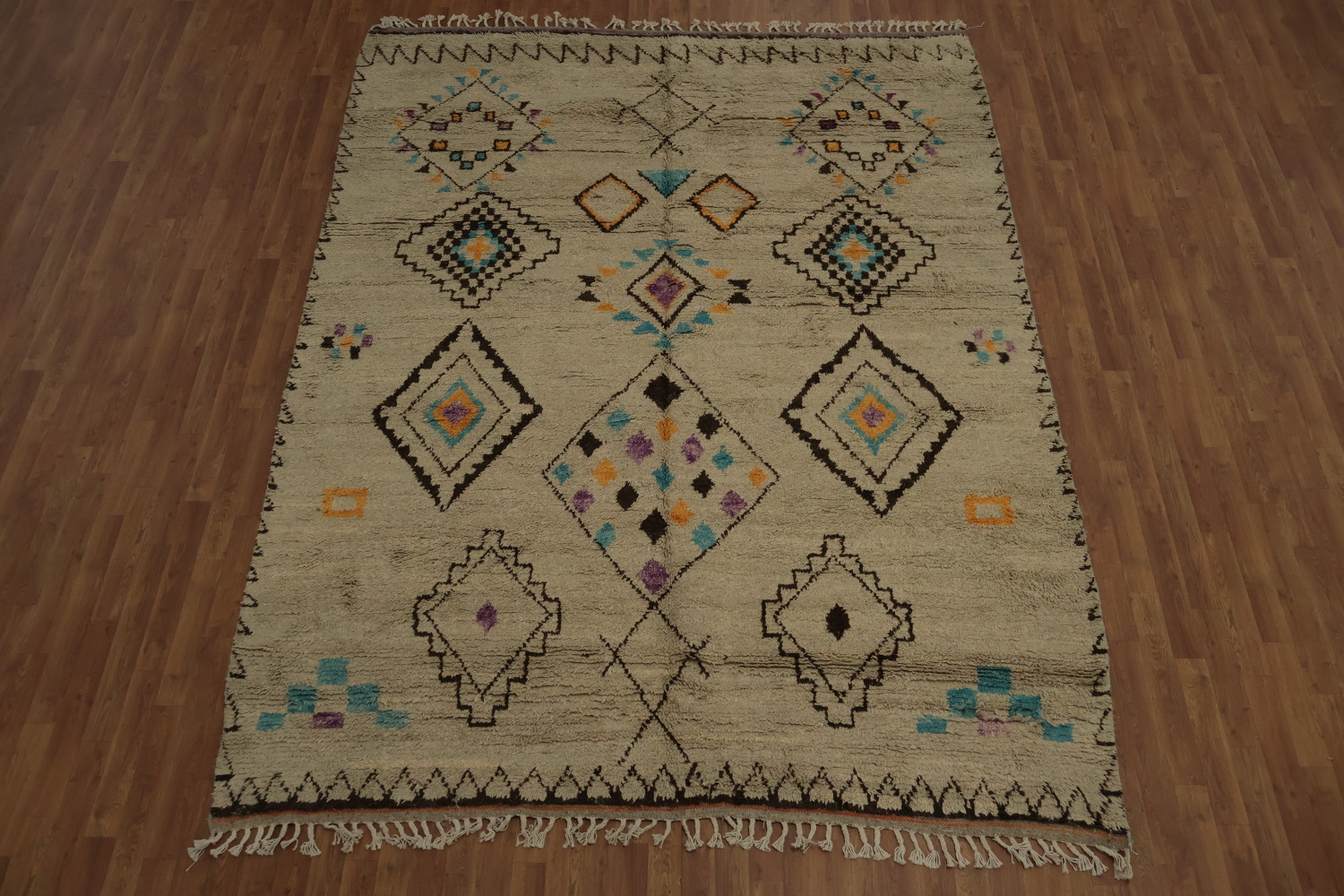 Bohemian Chic Geometric Diamond Motif Moroccan Area Rug 8x11