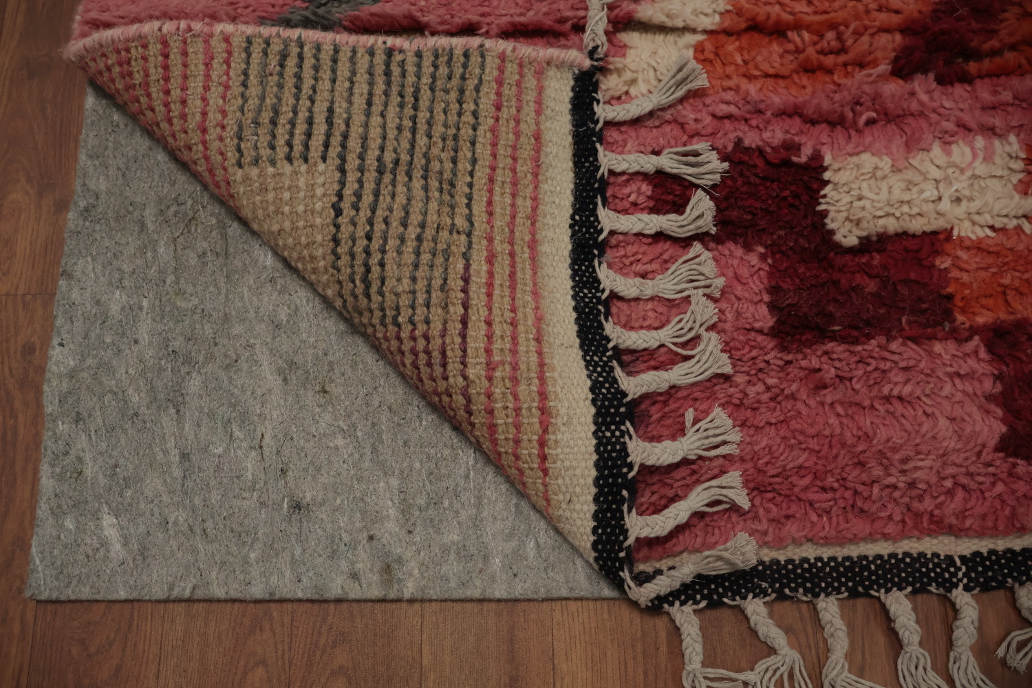 Artisanal Rust and Pink Moroccan Large Rug 12x18 with Geometric Designs
