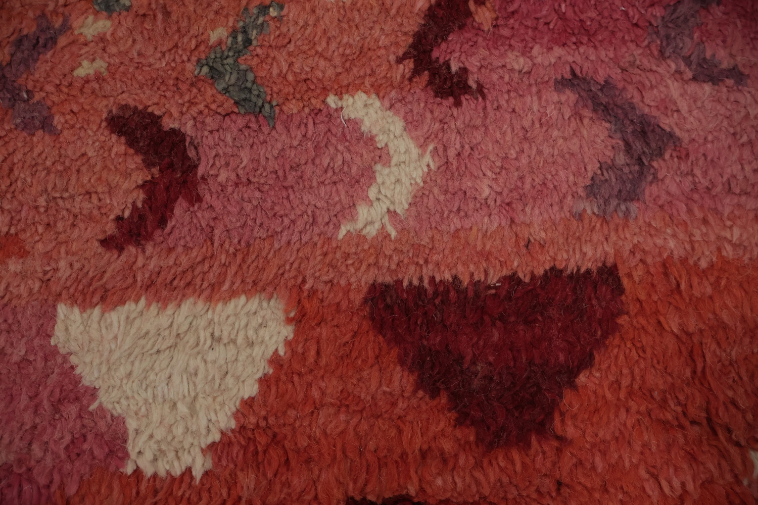 Artisanal Rust and Pink Moroccan Large Rug 12x18 with Geometric Designs
