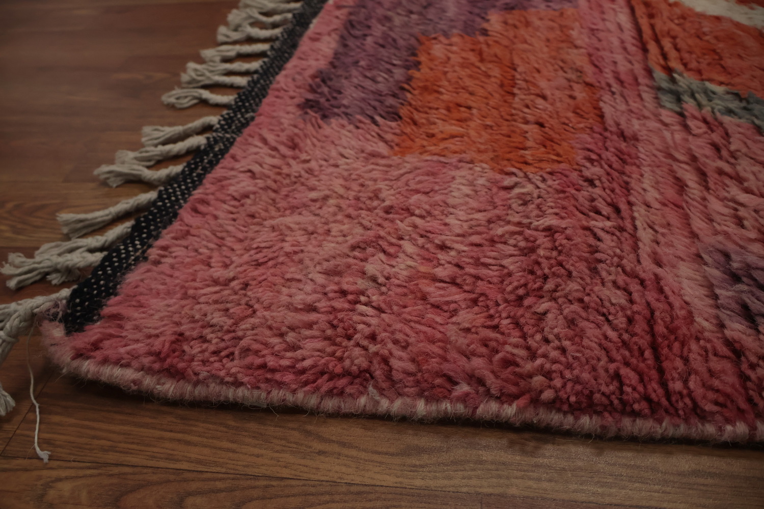 Artisanal Rust and Pink Moroccan Large Rug 12x18 with Geometric Designs