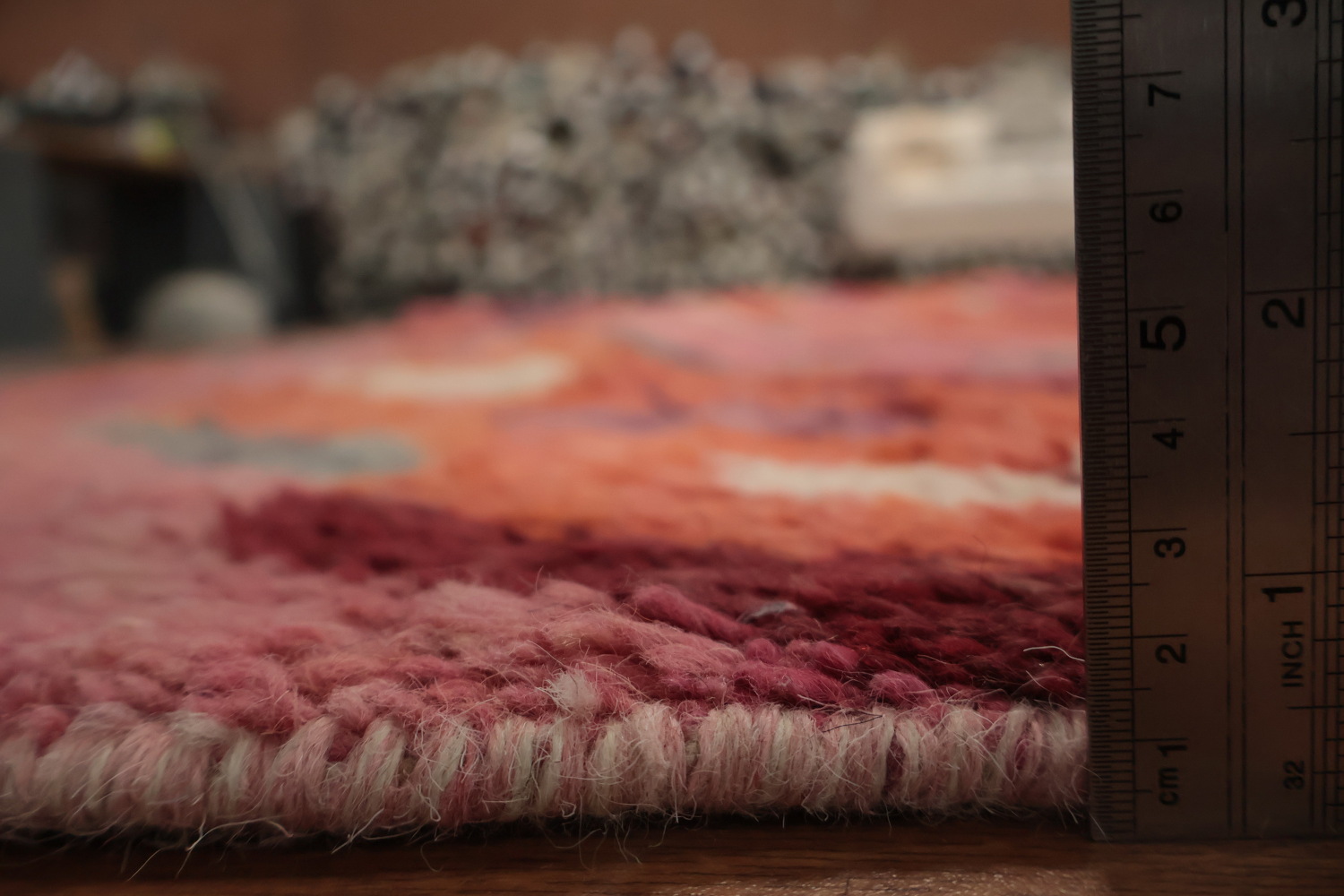 Artisanal Rust and Pink Moroccan Large Rug 12x18 with Geometric Designs