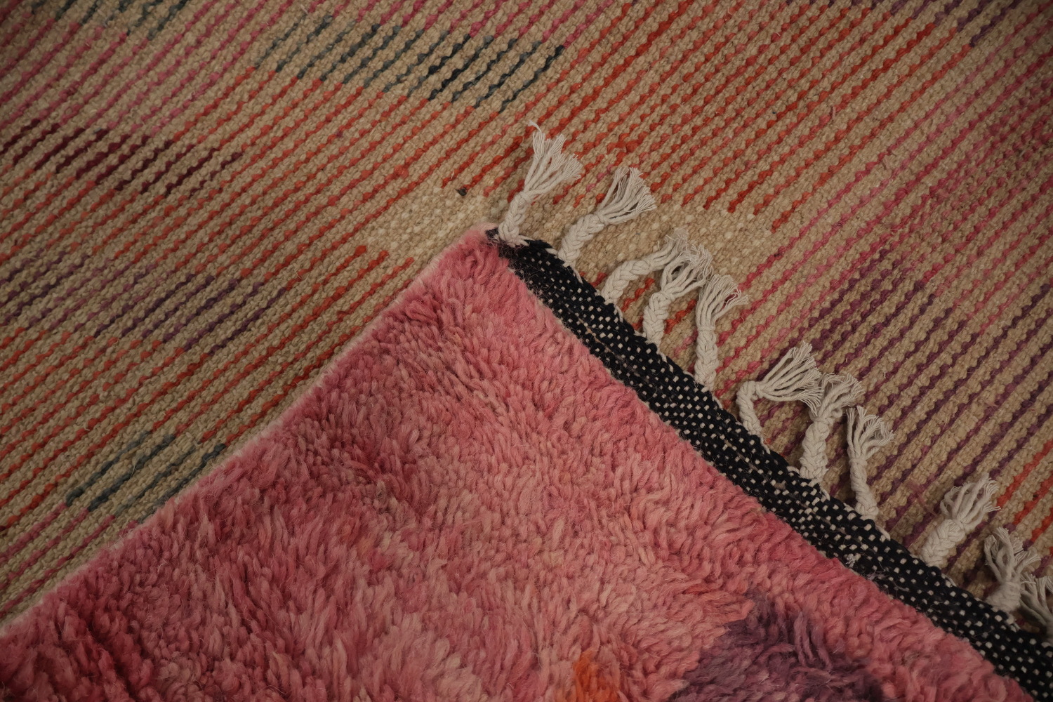 Artisanal Rust and Pink Moroccan Large Rug 12x18 with Geometric Designs