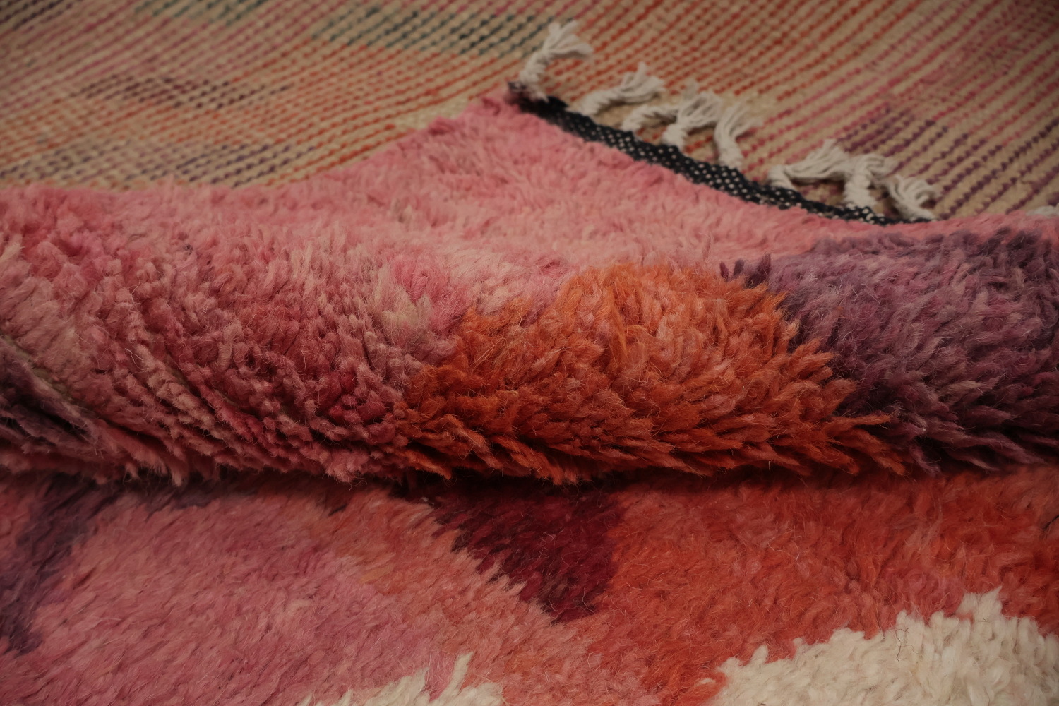 Artisanal Rust and Pink Moroccan Large Rug 12x18 with Geometric Designs