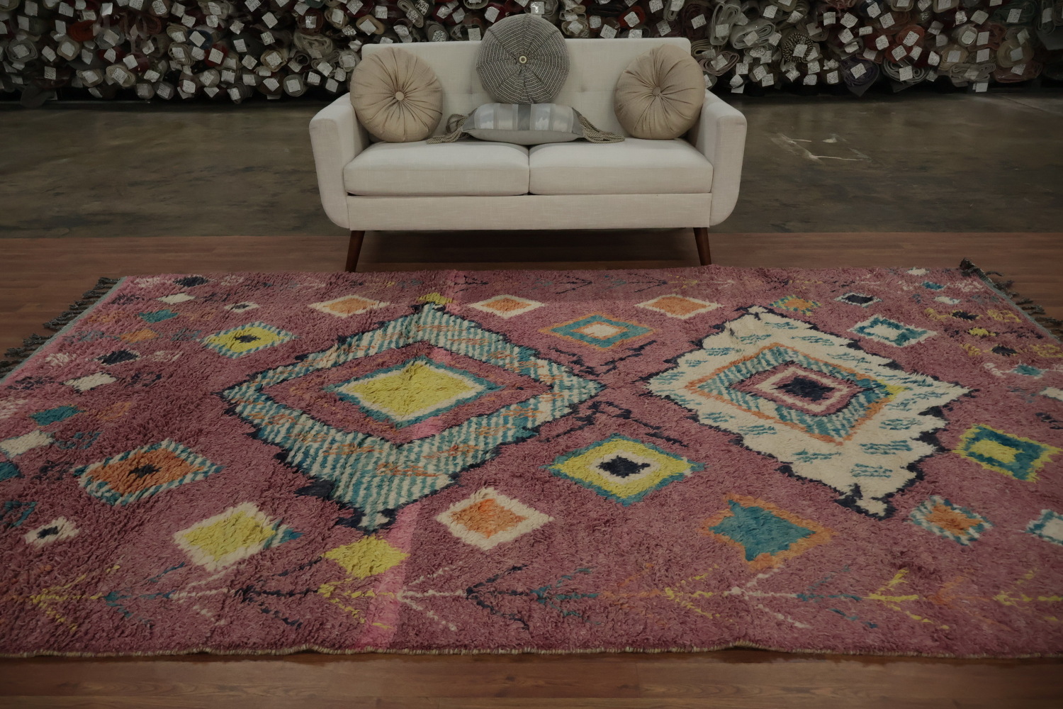 Pink Moroccan Oriental Area Rug 7x11