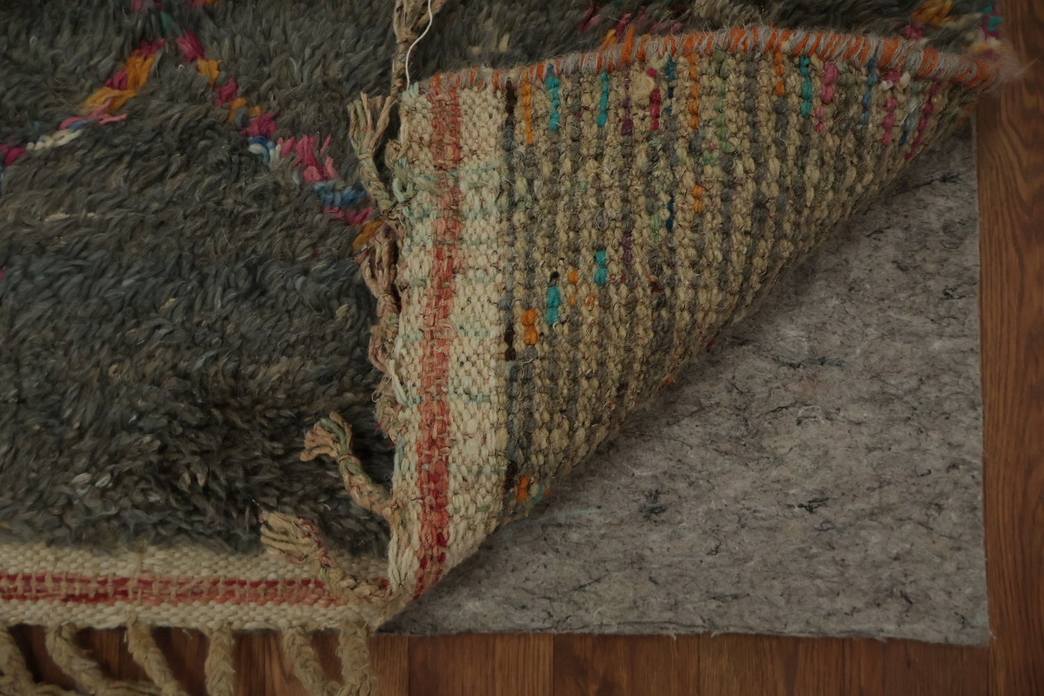 Handmade Gray Moroccan Area Rug 5x8 with Delicate Ethnic Motifs