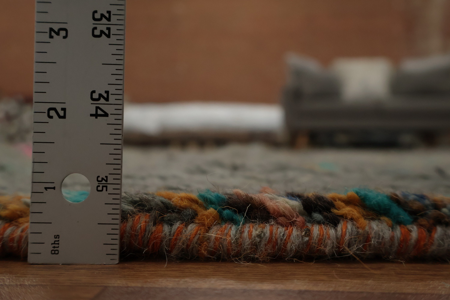 Handmade Gray Moroccan Area Rug 5x8 with Delicate Ethnic Motifs