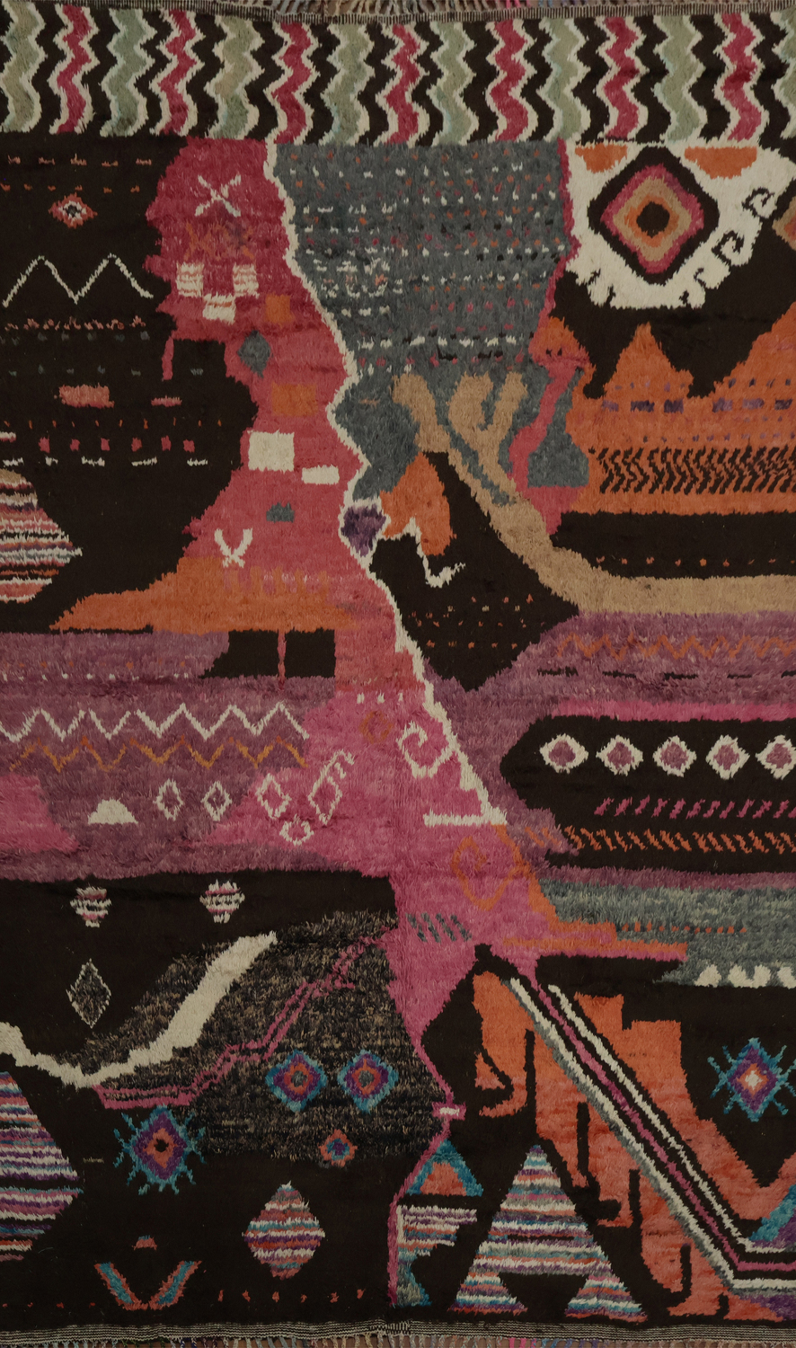 Colorful Handmade Plush Moroccan Area Rug 9x13 for Living Room