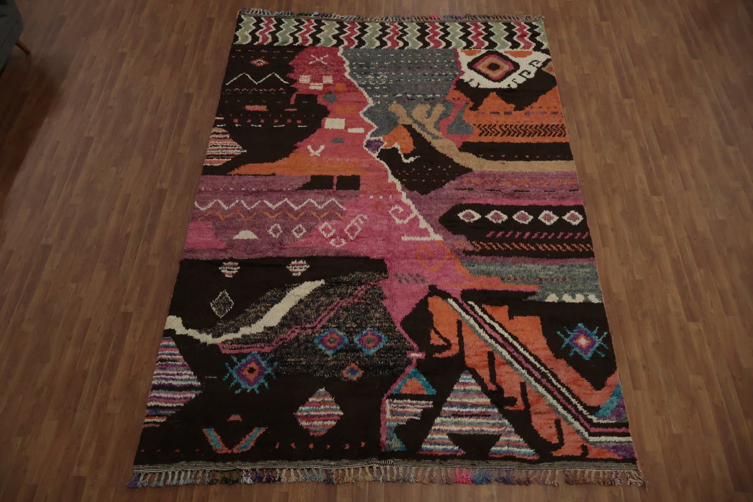 Colorful Handmade Plush Moroccan Area Rug 9x13 for Living Room