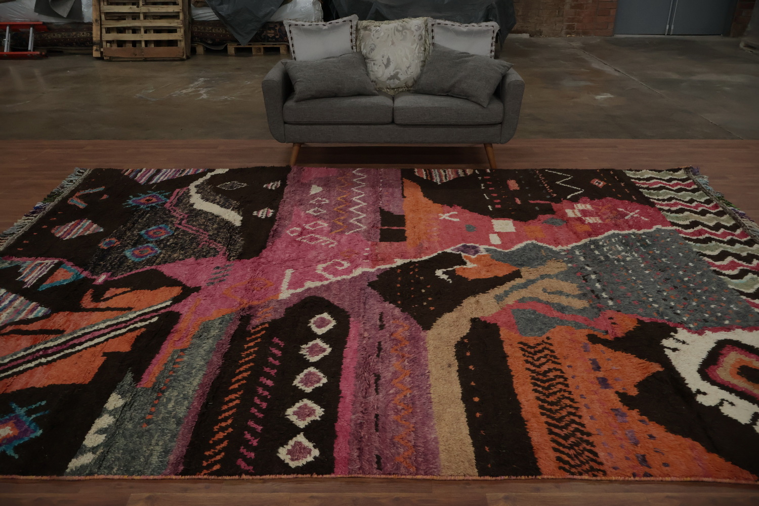Colorful Handmade Plush Moroccan Area Rug 9x13 for Living Room