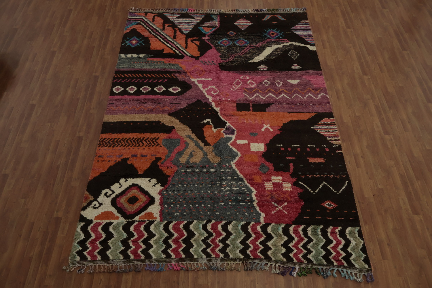 Colorful Handmade Plush Moroccan Area Rug 9x13 for Living Room
