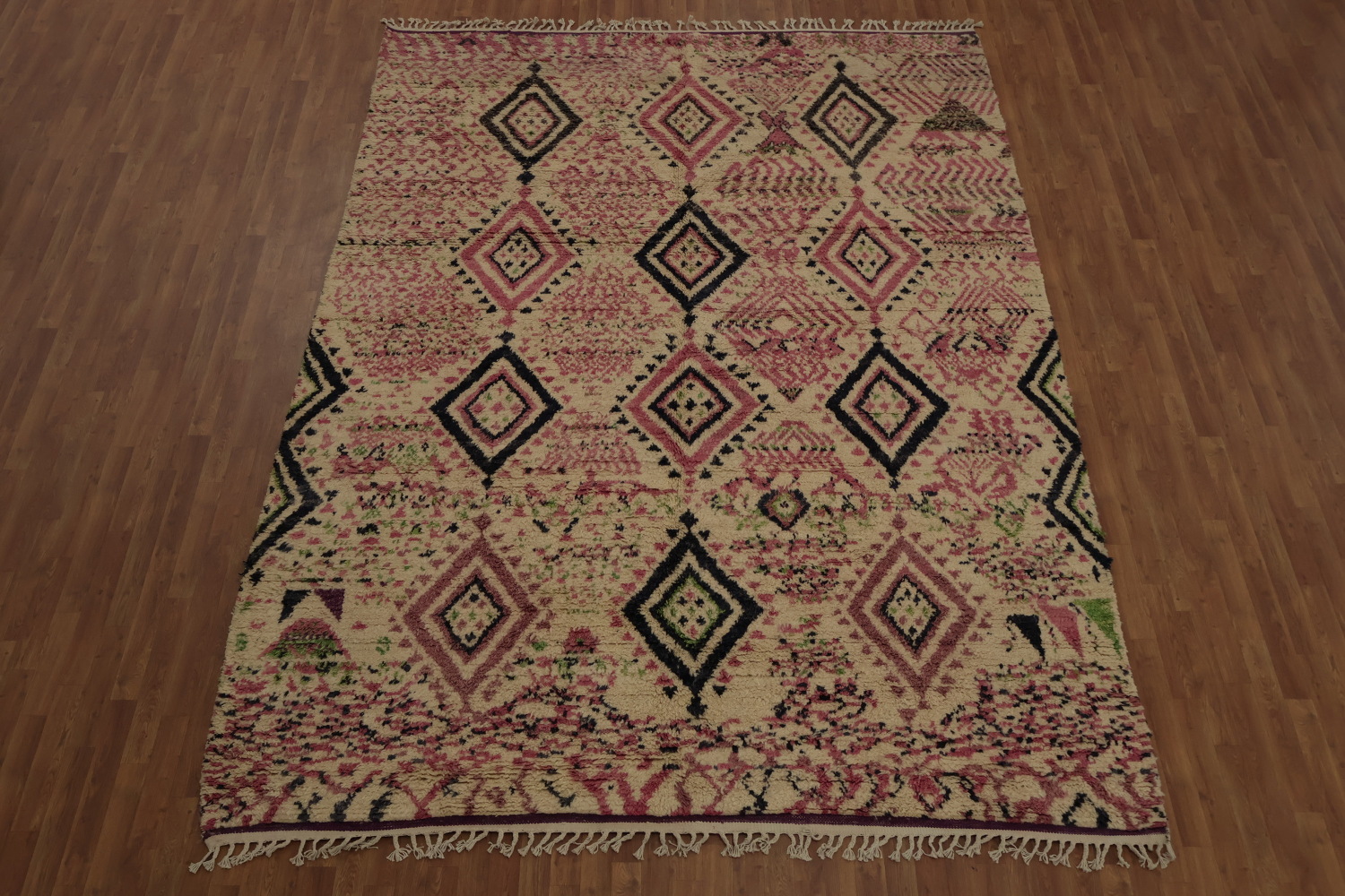Beige & Pink Moroccan Oriental Area Rug 9x13