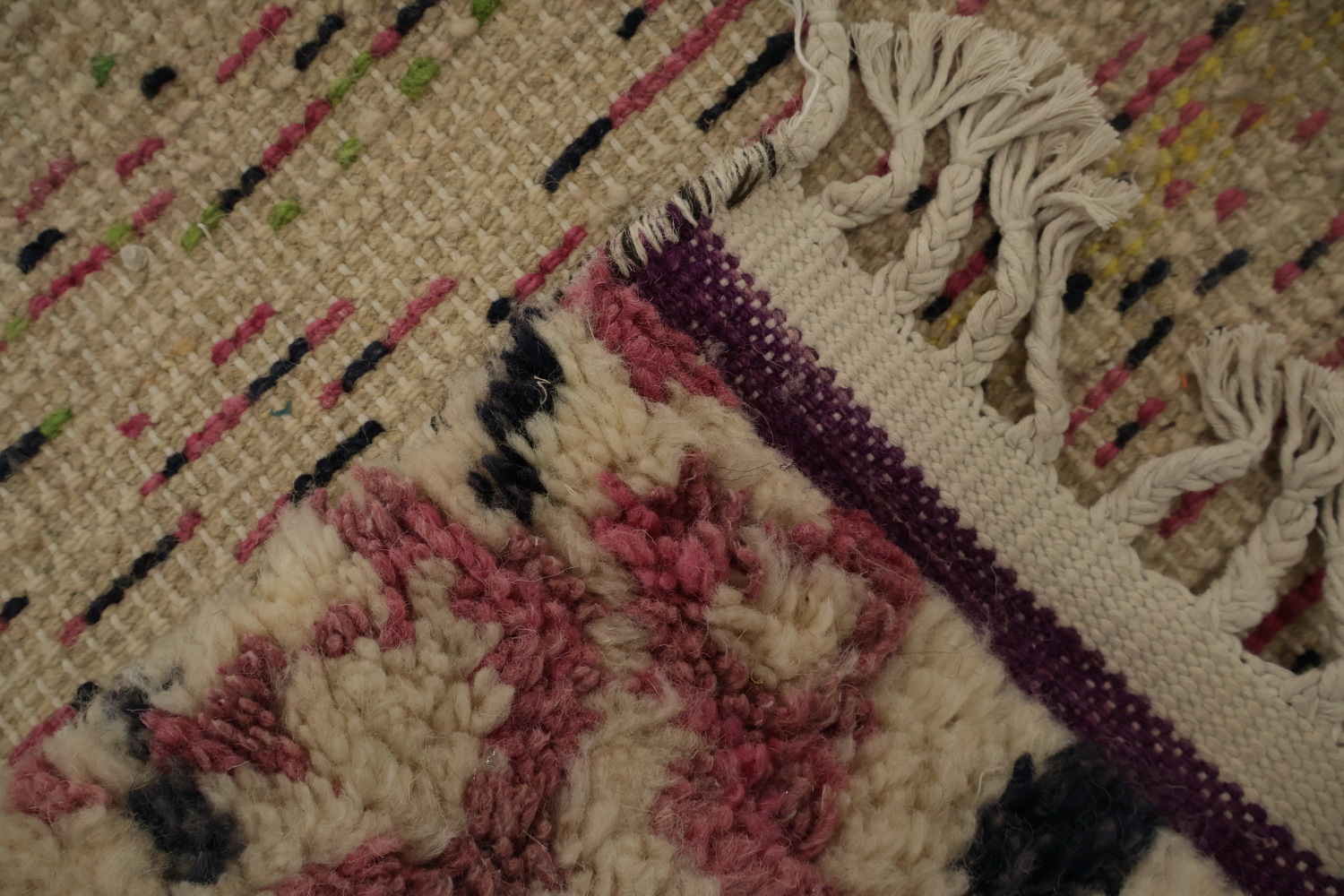 Beige & Pink Moroccan Oriental Area Rug 9x13