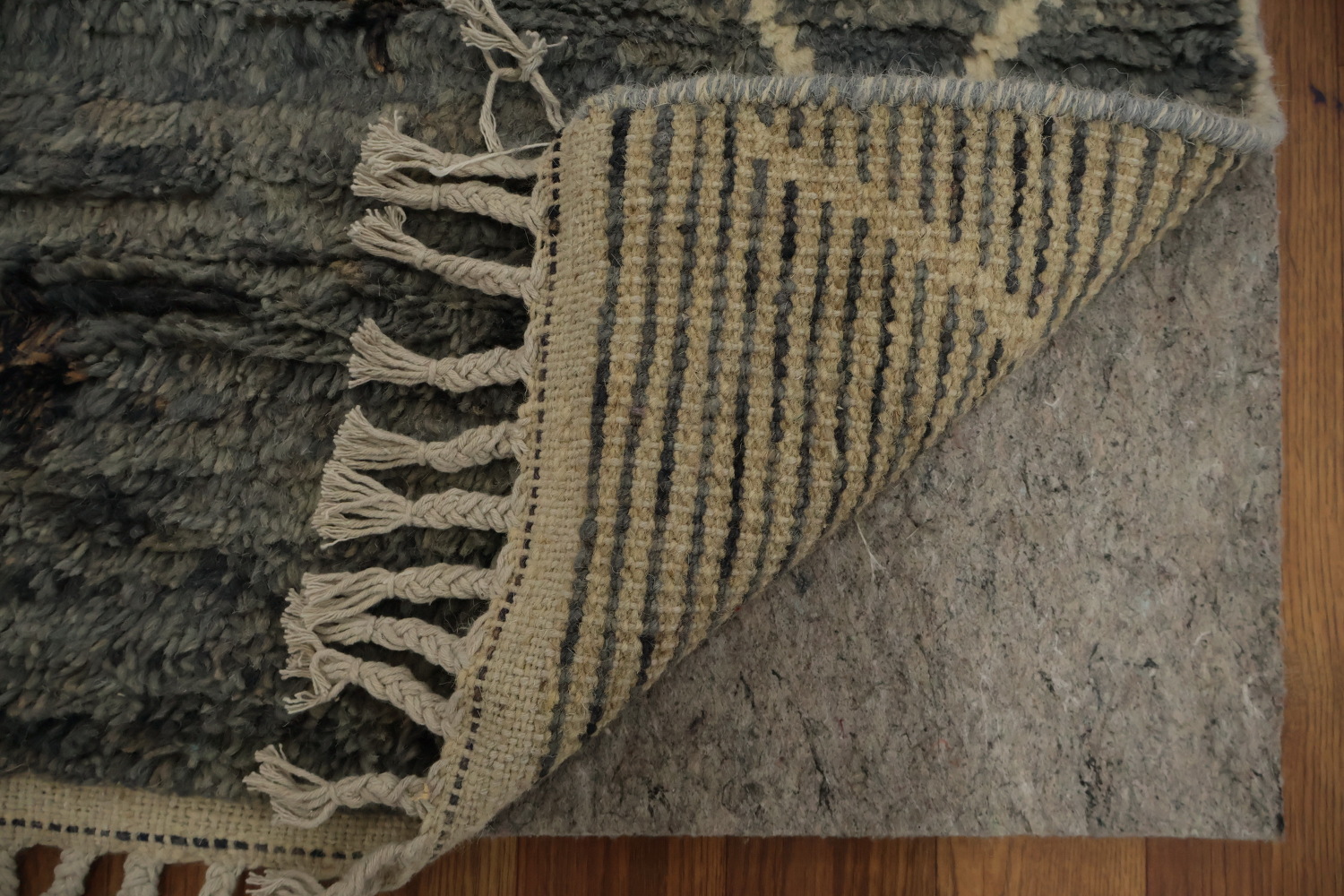 Plush Moroccan Area Rug 6x11 with Stylish Rhombus and Brown Accents