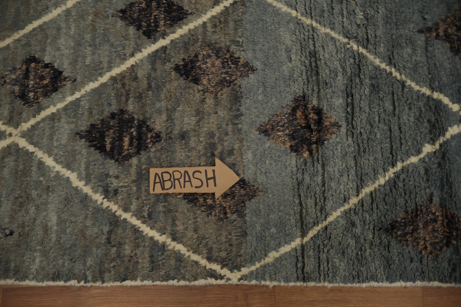 Plush Moroccan Area Rug 6x11 with Stylish Rhombus and Brown Accents