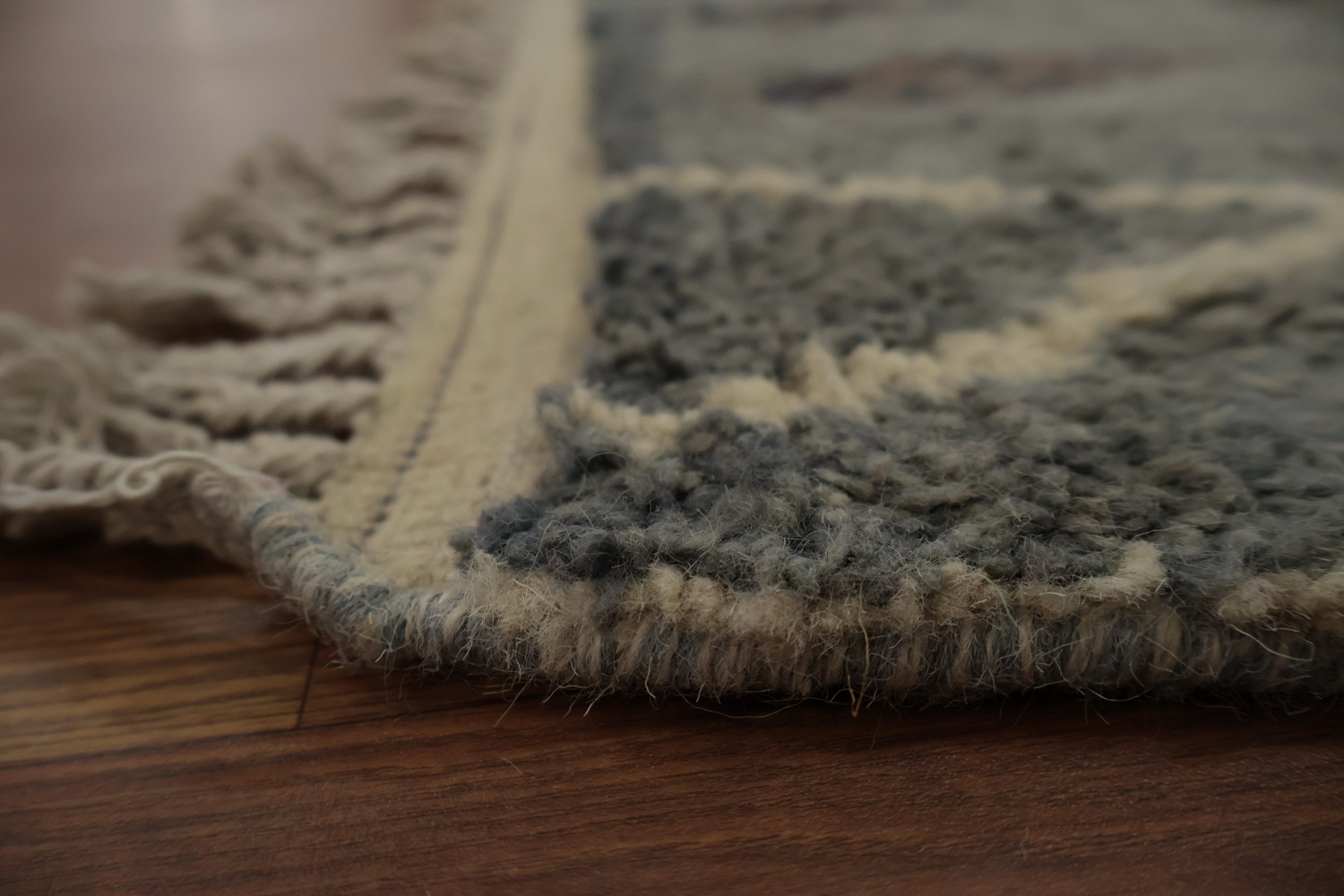 Plush Moroccan Area Rug 6x11 with Stylish Rhombus and Brown Accents