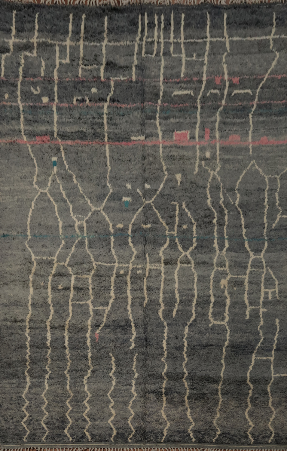 Modern Art-Inspired Moroccan Area Rug 9x13 with Elegant Line Work