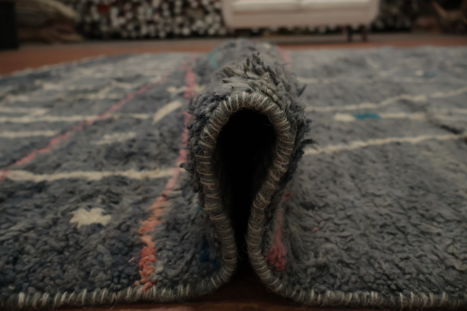 Modern Art-Inspired Moroccan Area Rug 9x13 with Elegant Line Work