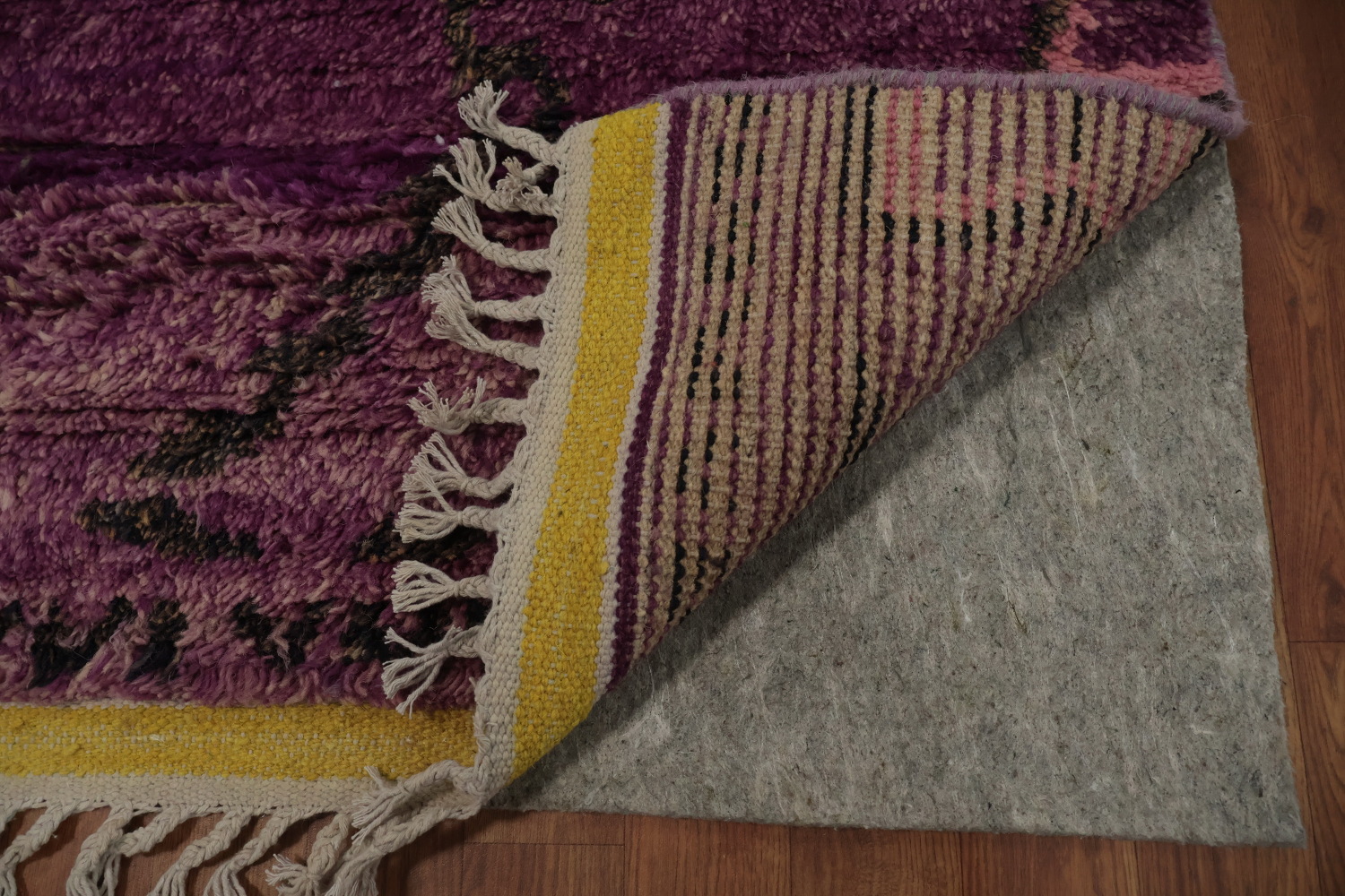 Elegant Purple Plush Moroccan Area Rug 9x13 with Tribal Motifs