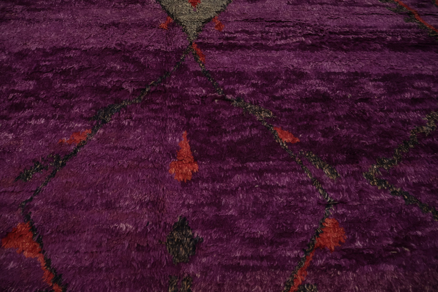 Elegant Purple Plush Moroccan Area Rug 9x13 with Tribal Motifs