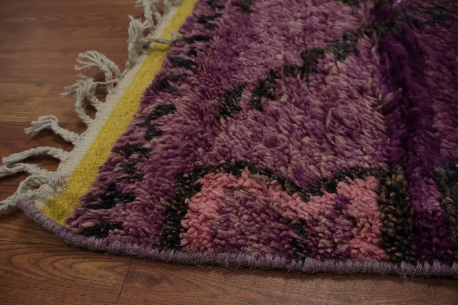 Elegant Purple Plush Moroccan Area Rug 9x13 with Tribal Motifs